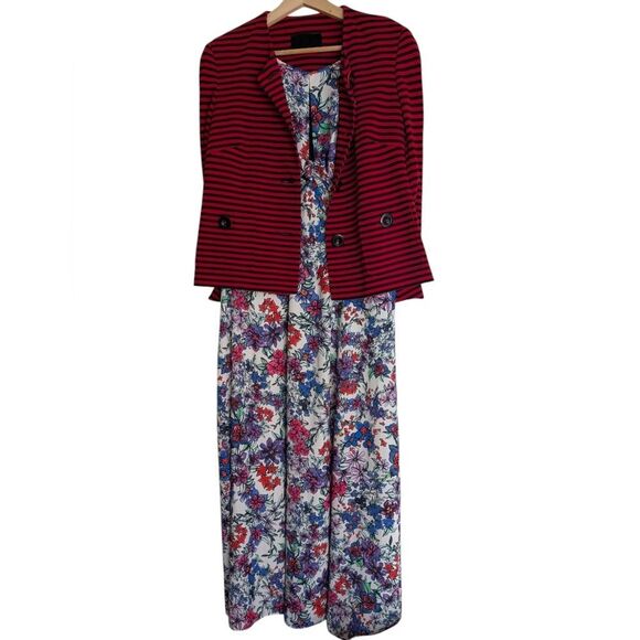 SCANLAN THEODORE Bow Watercolor Floral Maxi Dress VNECK back Size Small - Picture 13 of 13